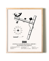 Central Illinois Regional Airport / Bloomington-Normal framed wall art in white frame