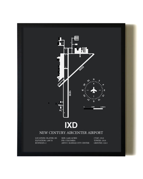 Unframed New Century Aircenter Airport map print poster
