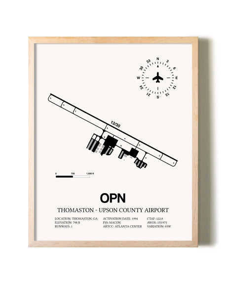 Thomaston-Upson County Airport framed wall art in white frame