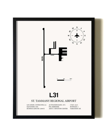 Framed St. Tammany Regional Airport wall art poster in black frame