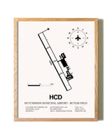 Hutchinson Municipal Airport-Butler Field framed print in natural wood frame