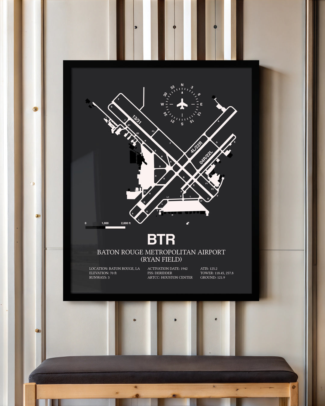 Frame color options for Baton Rouge Metropolitan Airport (Ryan Field) Wall Art