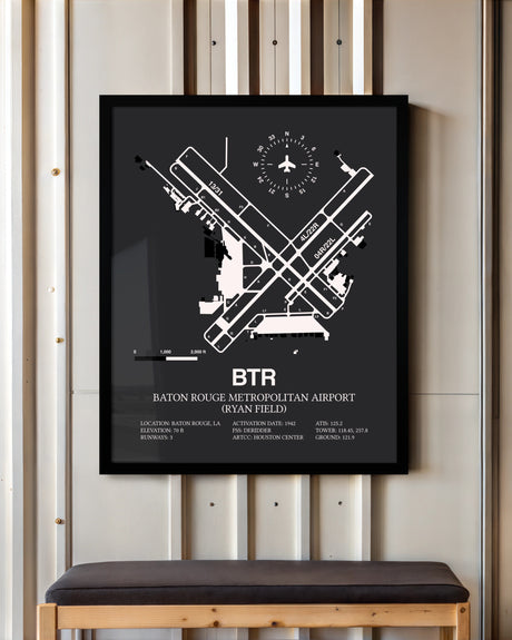 Frame color options for Baton Rouge Metropolitan Airport (Ryan Field) Wall Art