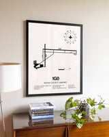 Wood County Airport aviation wall décor in black wood frame