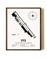 Destin Executive Airport aviation print in walnut frame