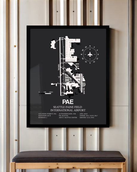 Frame color options for Seattle Paine Field International Airport Wall Art