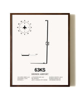 Heinen Airport aviation print in walnut frame