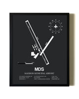 Unframed Madison Municipal Airport map print poster