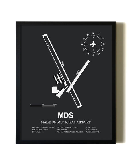 Unframed Madison Municipal Airport map print poster