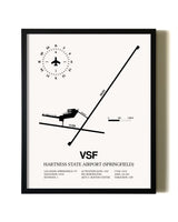 Framed Hartness State Airport (Springfield) wall art poster in black frame