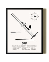 Framed Black Hills Airport-Clyde Ice Field wall art poster in black frame