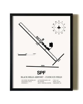 Framed Black Hills Airport-Clyde Ice Field wall art poster in black frame