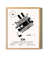 Incheon International Airport framed print in natural wood frame
