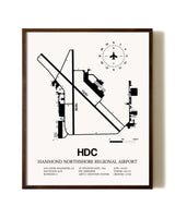 Hammond Northshore Regional Airport aviation print in walnut frame