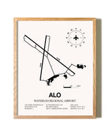 Waterloo Regional Airport framed print in natural wood frame