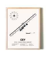 Kyle-Oakley Field Airport framed wall art in white frame