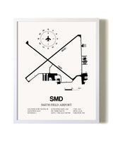Smith Field Airport airport map poster in oak frame