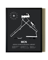 Unframed Middle Georgia Regional Airport map print poster