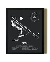 Unframed Stockton Metro Airport map print poster