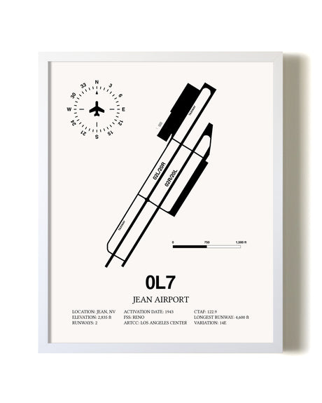 Jean Airport airport map poster in oak frame