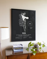 Gray Framed South St. Paul Municipal Airport / Richard E. Fleming Field wall art poster in black frame
