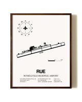 Russellville Regional Airport aviation print in walnut frame