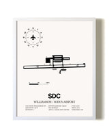 Williamson / Sodus Airport airport map poster in oak frame
