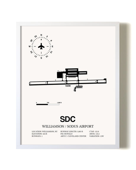 Williamson / Sodus Airport airport map poster in oak frame