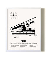 Luis Munoz Marin International Airport airport map poster in oak frame