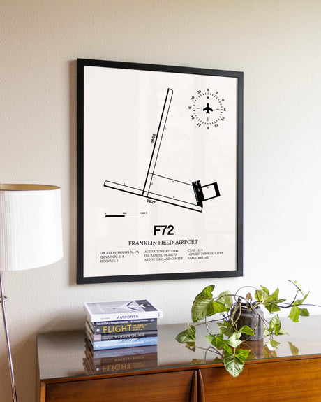 Franklin Field Airport aviation wall décor in black wood frame