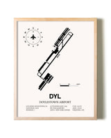 Doylestown Airport framed wall art in white frame