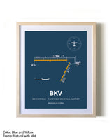 Brooksville-Tampa Bay Regional Airport framed print in natural wood frame with mat