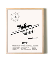 Pittsburgh / Butler Regional Airport framed wall art in white frame