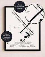 Framed Jackson Municipal Airport layout wall art poster