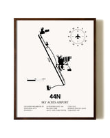 Sky Acres Airport aviation print in walnut frame