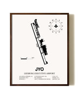 Leesburg Executive Airport aviation print in walnut frame