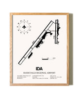 Idaho Falls Regional Airport framed print in natural wood frame