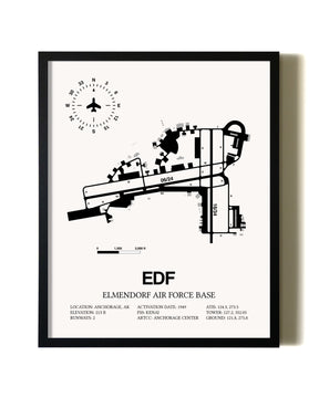 Framed Elmendorf Air Force Base wall art poster in black frame