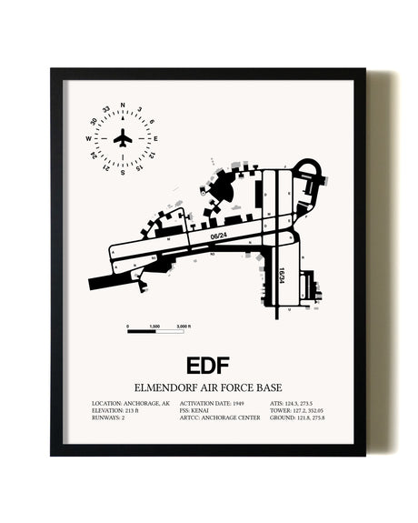 Framed Elmendorf Air Force Base wall art poster in black frame