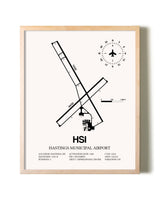 Hastings Municipal Airport framed wall art in white frame