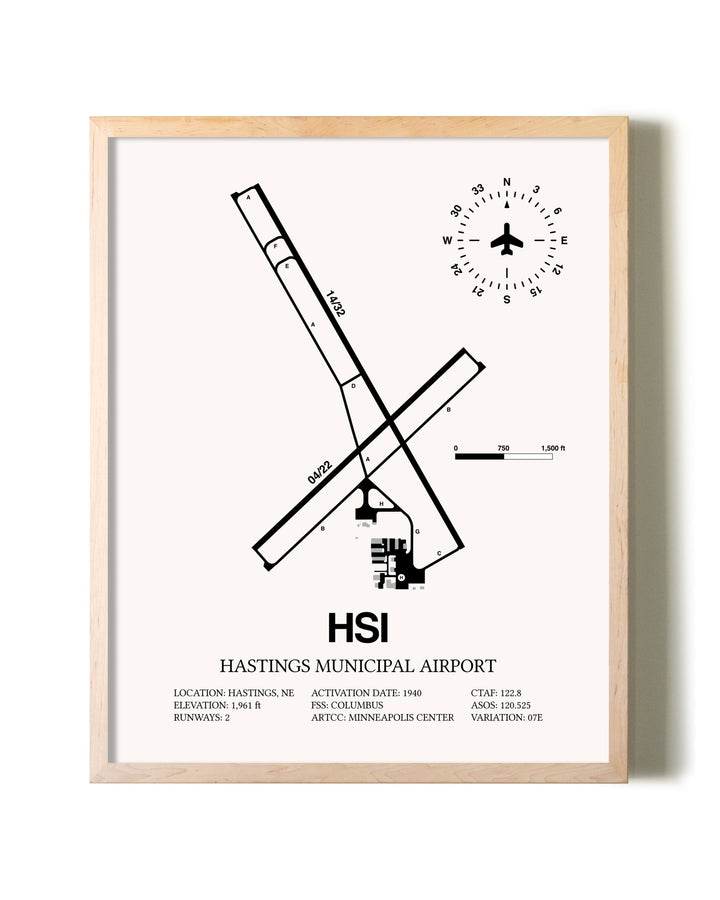 Hastings Municipal Airport framed wall art in white frame