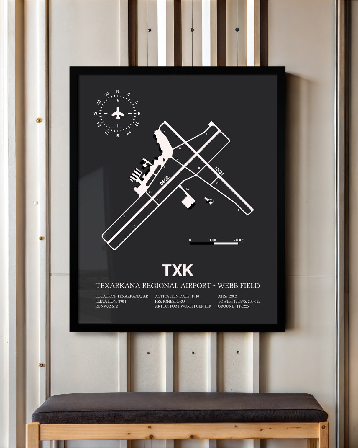 Frame color options for Texarkana Regional Airport-Webb Field Wall Art