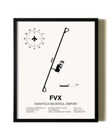 Framed Farmville Regional Airport wall art poster in black frame