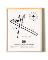 Greenville Municipal Airport framed wall art in white frame