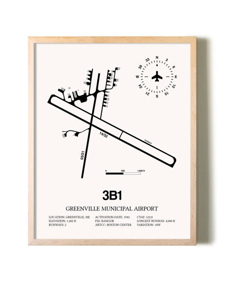 Greenville Municipal Airport framed wall art in white frame
