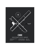 Gray Framed Okeechobee County Airport layout wall art poster