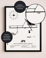 Framed East Hampton Town Airport layout wall art poster
