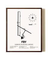 Fairbury Municipal Airport aviation print in walnut frame