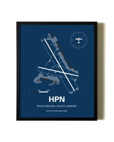 Aviation Blue Framed Westchester County Airport layout wall art poster