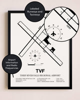 Framed Thief River Falls Regional Airport layout wall art poster